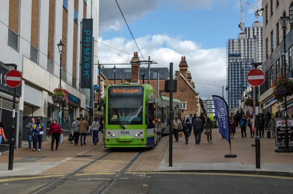 A busy street in Croydon with a Primark