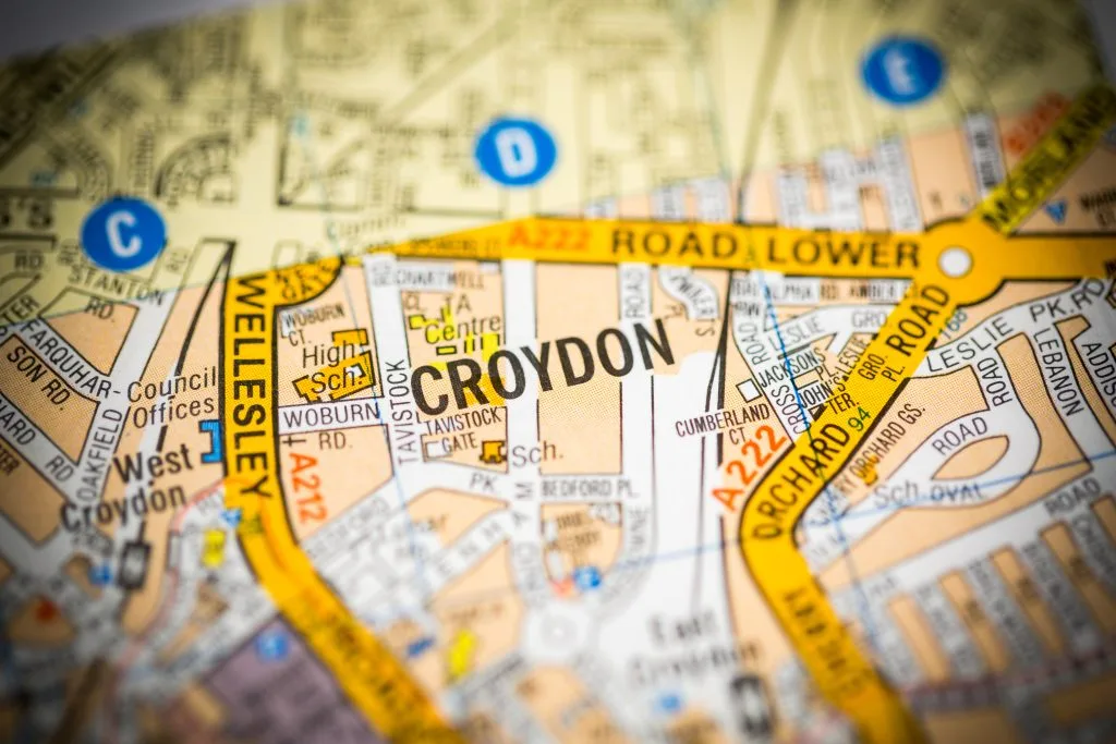 A soft focus map of Croydon.