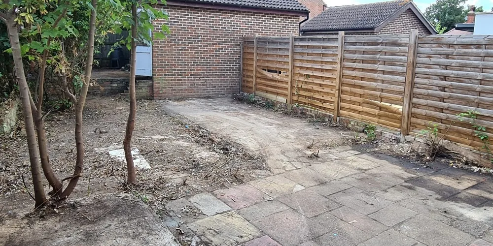 A cleared garden after a garden clearance