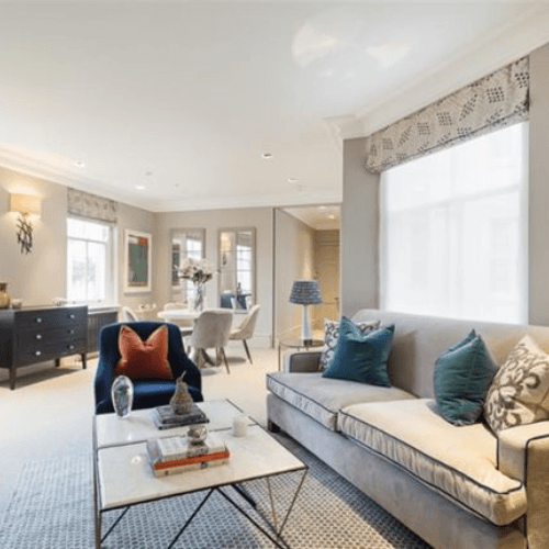 A room filled with furniture that requires a clearance service