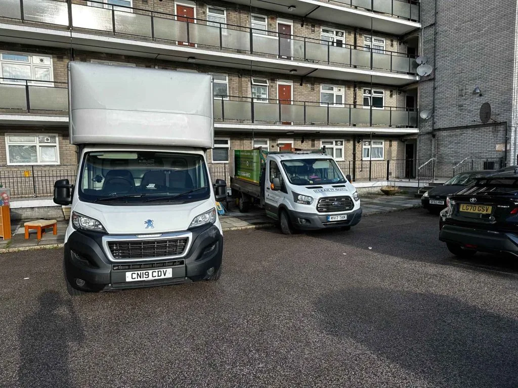 Vans outside of flats after a probate valuation