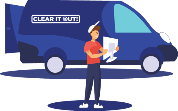 Cartoon picture of Clear It Out providing a house clearance