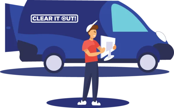 Cartoon picture of Clear It Out providing a house clearance